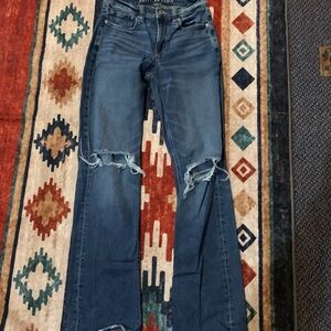 American Eagle Outfitters Blue Distressed Flare Jeans